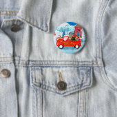 Dackel Dog in Christmas Delivery LKW Schnee Button (Beispiel)