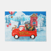 Dackel Dog in Christmas Delivery LKW Schnee Fußmatte (Vorderseite)