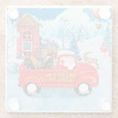 Dackel Dog in Christmas Delivery LKW Schnee Glasuntersetzer (Rückseite)
