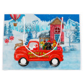 Dackel Dog in Christmas Delivery LKW Schnee Große Geschenktüte (Vorderseite)