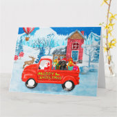 Dackel Dog in Christmas Delivery LKW Schnee Karte (Gelbe Blume)