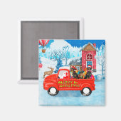 Dackel Dog in Christmas Delivery LKW Schnee Magnet (Vorderseite/Rückseite)