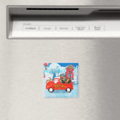 Dackel Dog in Christmas Delivery LKW Schnee Magnet (In Situ (Geschirrspüler))