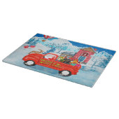 Dackel Dog in Christmas Delivery LKW Schnee Schneidebrett (Ecke)