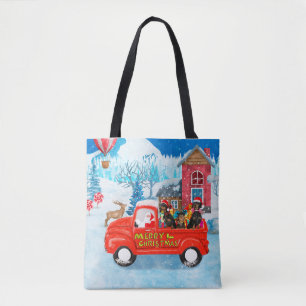 Dackel Dog in Christmas Delivery LKW Schnee Tasche