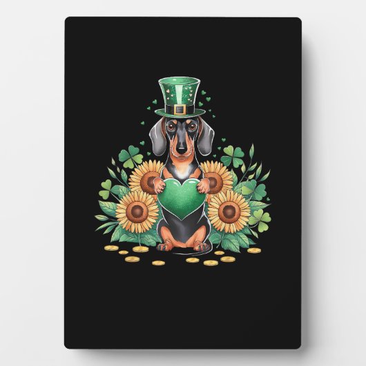 Dackel Dog Kleeblatt St. Patrick's Day Saint Pad Fotoplatte (Vorderseite)