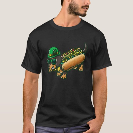 Dackel Dog Leprechau St Patrick Day Saint Paddy T-Shirt (Vorderseite)