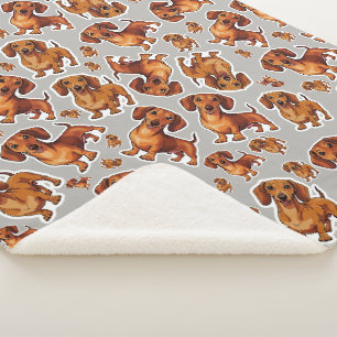 Dackel Dog Muster Sherpa Blanket Sherpadecke