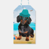Dackel Dog on Beach Geschenkanhänger (Rückseite)