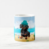 Dackel Dog on Beach Kaffeetasse (Mittel)