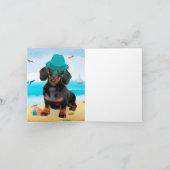 Dackel Dog on Beach Karte (Innenseite)