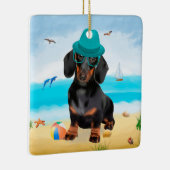 Dackel Dog on Beach Keramikornament (Rechts)