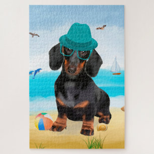 Dackel Dog on Beach Puzzle