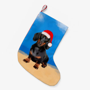 Dackel Dog On Beach Weihnachtshut Kleiner Weihnachtsstrumpf