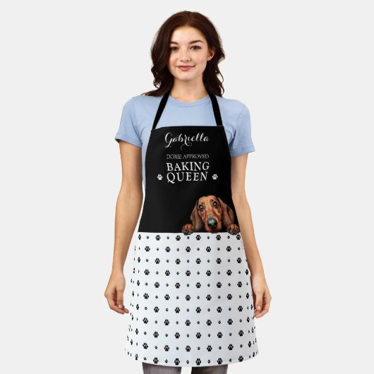 Dackel Dog Paw Drucken Schwarz-weiße, benutzerdefi Schürze (Getragen)