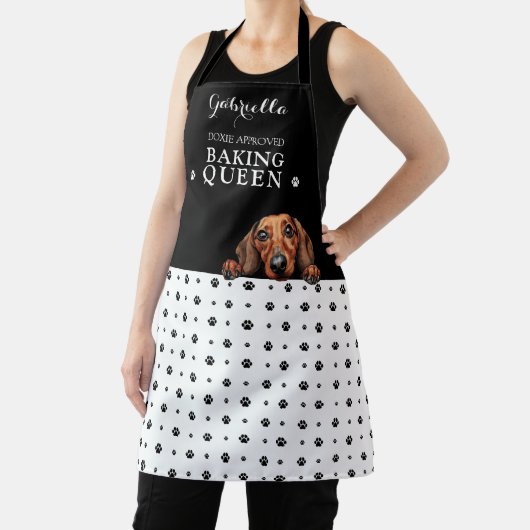 Dackel Dog Paw Drucken Schwarz-weiße, benutzerdefi Schürze (InSitu)