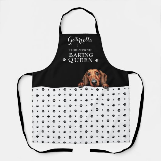 Dackel Dog Paw Drucken Schwarz-weiße, benutzerdefi Schürze (Vorderseite)