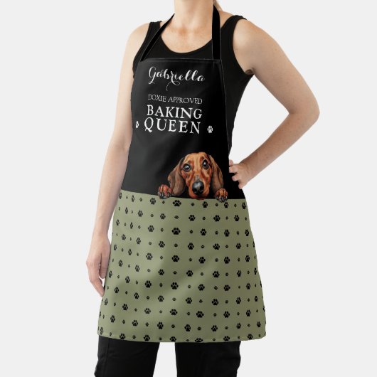 Dackel Dog Paw Print Sage Olive Custom Schürze (InSitu)