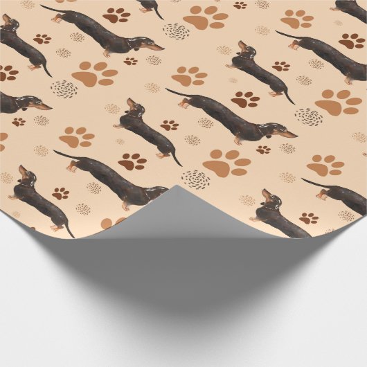 Dackel Dog Paws Wrapping Paper Geschenkpapier (Ecke)