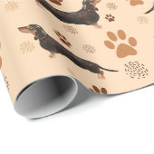 Dackel Dog Paws Wrapping Paper Geschenkpapier (Rolleneckpunkt)
