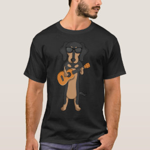 Dackel Dog Playing Ukulele Gitarre T-Shirt