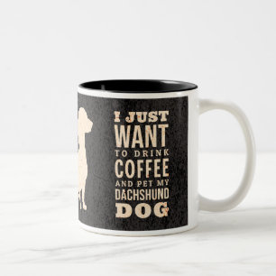 Dackel Dog Retro Dackel Coffe Addict Zweifarbige Tasse