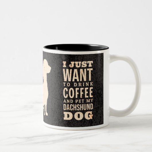Dackel Dog Retro Dackel Coffe Addict Zweifarbige Tasse (Rechts)