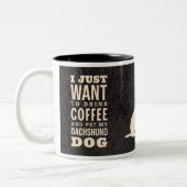 Dackel Dog Retro Dackel Coffe Addict Zweifarbige Tasse (Links)