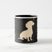 Dackel Dog Retro Dackel Coffe Addict Zweifarbige Tasse (Mittel)