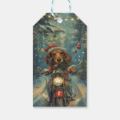 Dackel Dog Riding Motorrad Weihnachten Geschenkanhänger (Rückseite)