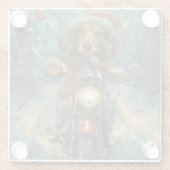 Dackel Dog Riding Motorrad Weihnachten Glasuntersetzer (Rückseite)