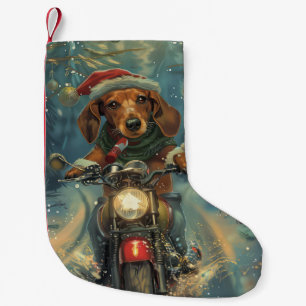Dackel Dog Riding Motorrad Weihnachten Kleiner Weihnachtsstrumpf