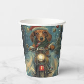 Dackel Dog Riding Motorrad Weihnachten Pappbecher (Rückseite)