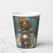 Dackel Dog Riding Motorrad Weihnachten Pappbecher (Vorderseite)