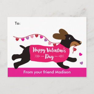 Dackel Dog School Valentine Exchange Feiertagspostkarte