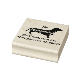 Dackel Dog Silhouette Familienadresse Gummistempel