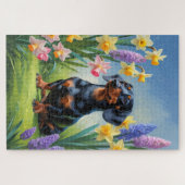 Dackel Dog Spring Blumen Malerei Puzzle (Horizontal)