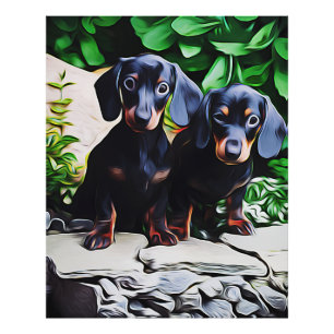 Dackel Dog Summer Garden Geburtstagspopster Fotodruck