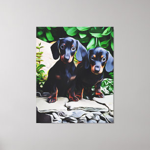 Dackel Dog Summer Garden Geburtstagspopster Leinwanddruck