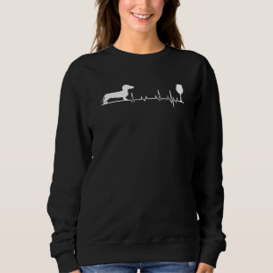 Dackel Dog Theme Heartbeat Wine Dog Sweatshirt