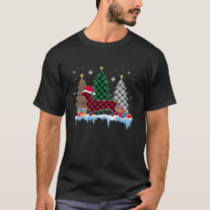 Dackel Dog Tree Weihnachtslicht Funny Xmas Paj T-Shirt