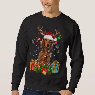 Dackel Dog Tree Weihnachtslicht Hund Ugly Xmas Sweatshirt