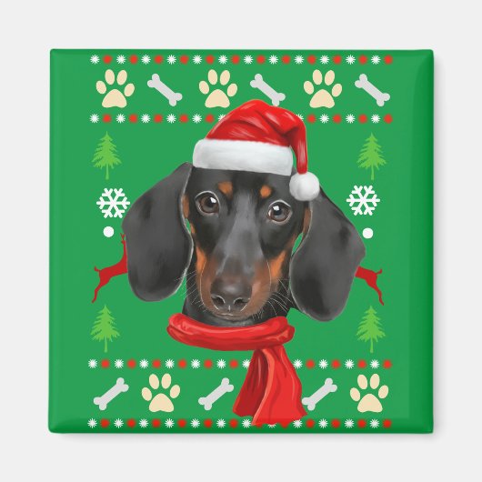 Dackel Dog Ugly Weihnachten Magnet (Vorne)