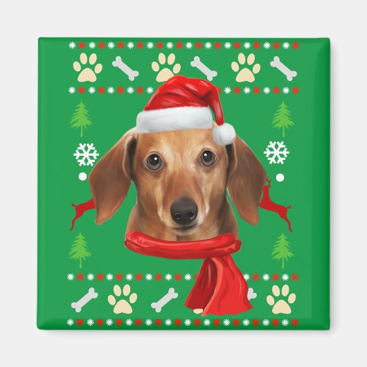 Dackel Dog Ugly Weihnachten Magnet (Vorne)