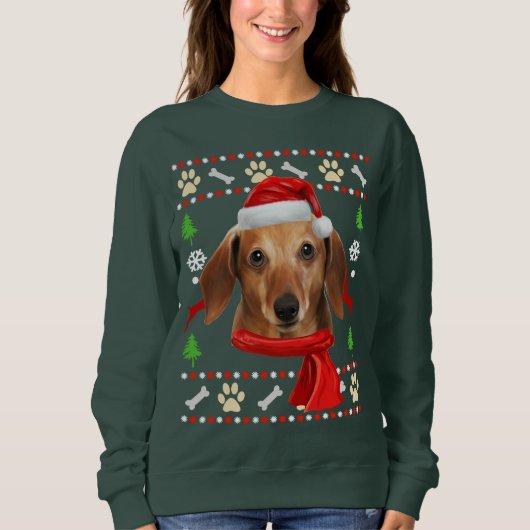 Dackel Dog Ugly Weihnachten Sweatshirt (Vorderseite)