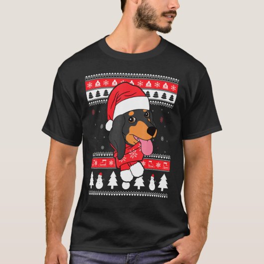 Dackel Dog Ugly Weihnachten T-Shirt (Vorderseite)