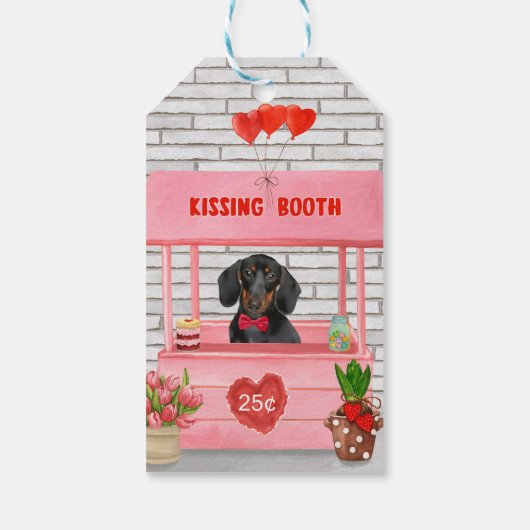 Dackel Dog Valentine's Day Kissing Booth Geschenkanhänger (Rückseite)