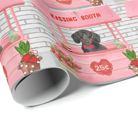 Dackel Dog Valentine's Day Kissing Booth Geschenkpapier (Rolleneckpunkt)