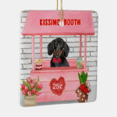Dackel Dog Valentine's Day Kissing Booth Keramikornament (Rechts)
