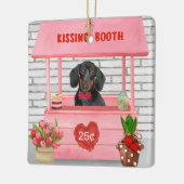 Dackel Dog Valentine's Day Kissing Booth Keramikornament (Links)